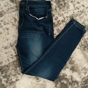 Blue denim high rise zip up jean leggings